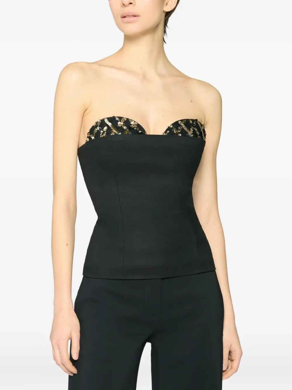 Genny Embellished Strapless Top In Black
