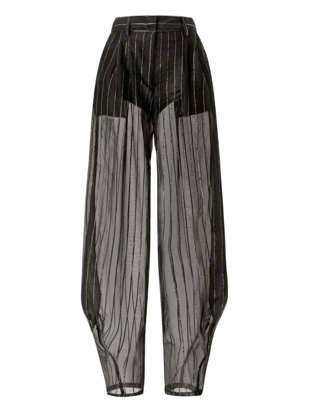 Genny pinstriped sheer trousers | Black | Image 1