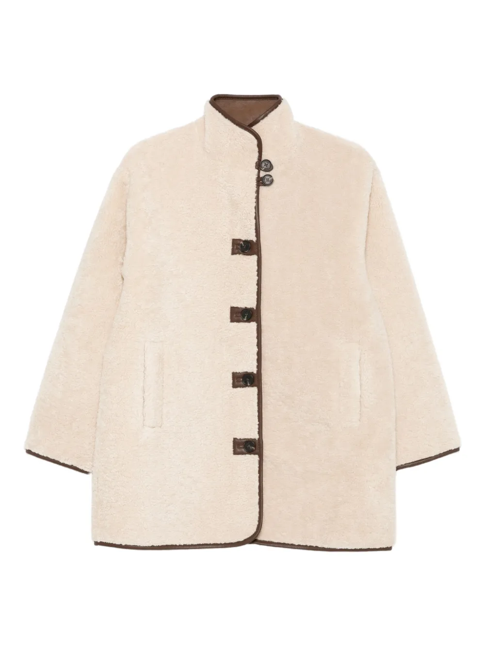 YERSE button-fastening shearling coat | Neutrals | Image 1