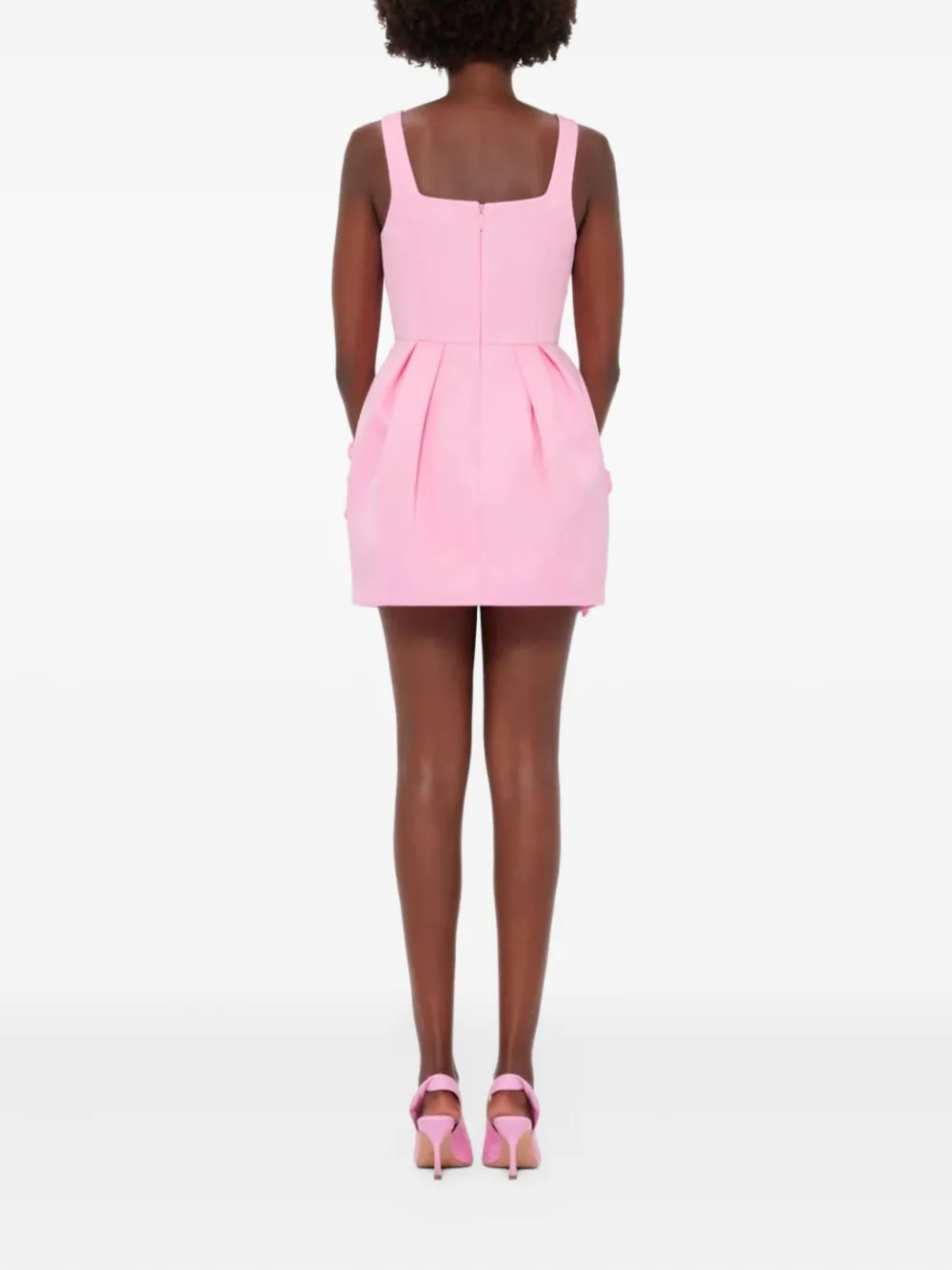 Leo Lin Piper Floral-detail Square-neck Mini Dress in Pink, view 3