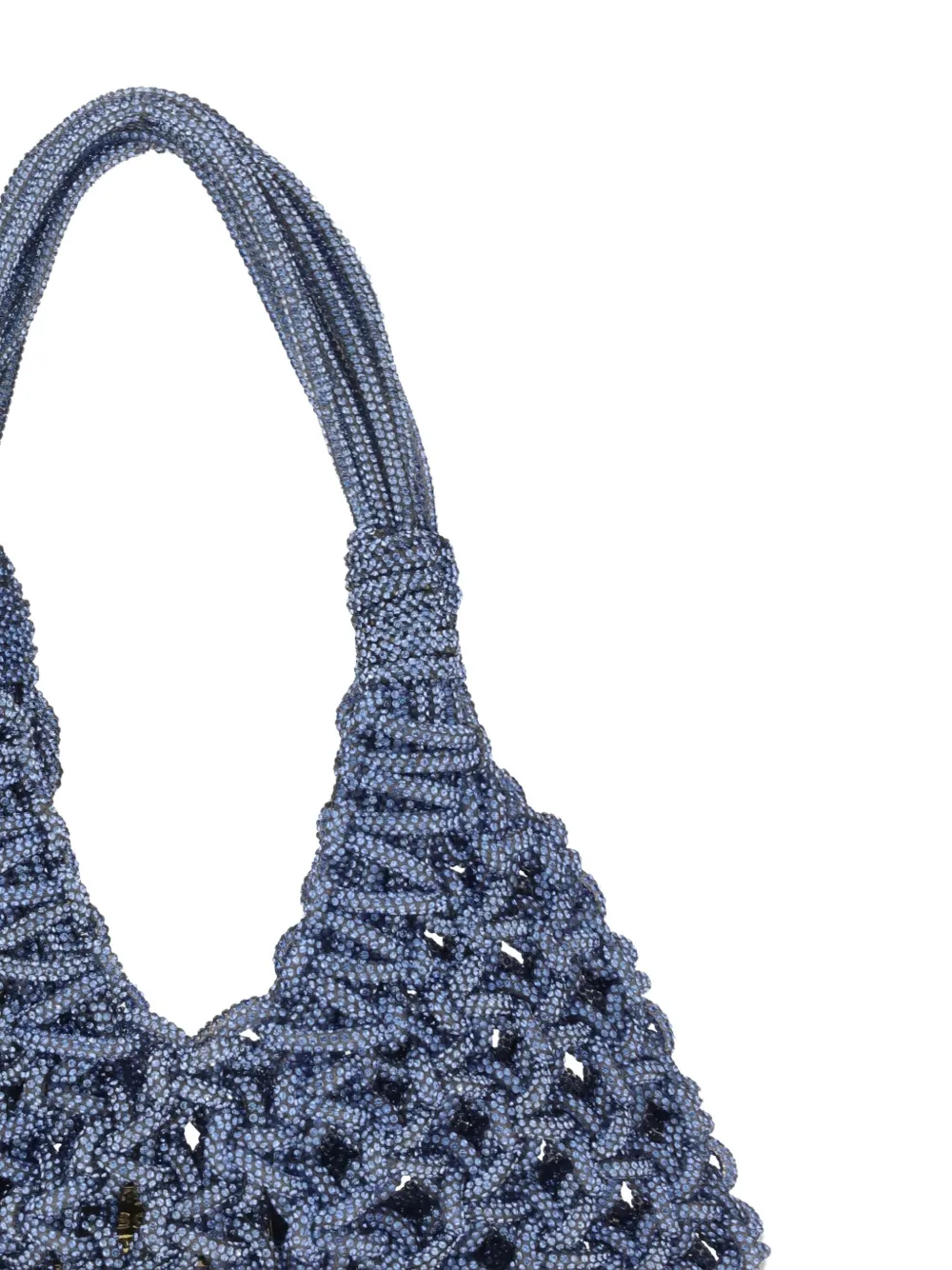 Hibourama Crystal-embellished Woven Shoulder Bag In Blue
