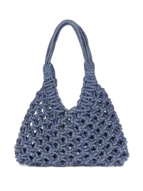 Hibourama crystal-embellished woven shoulder bag