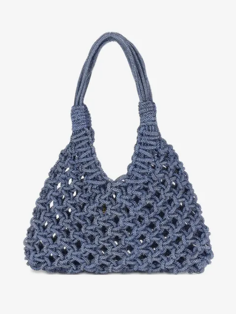 Hibourama crystal-embellished woven shoulder bag