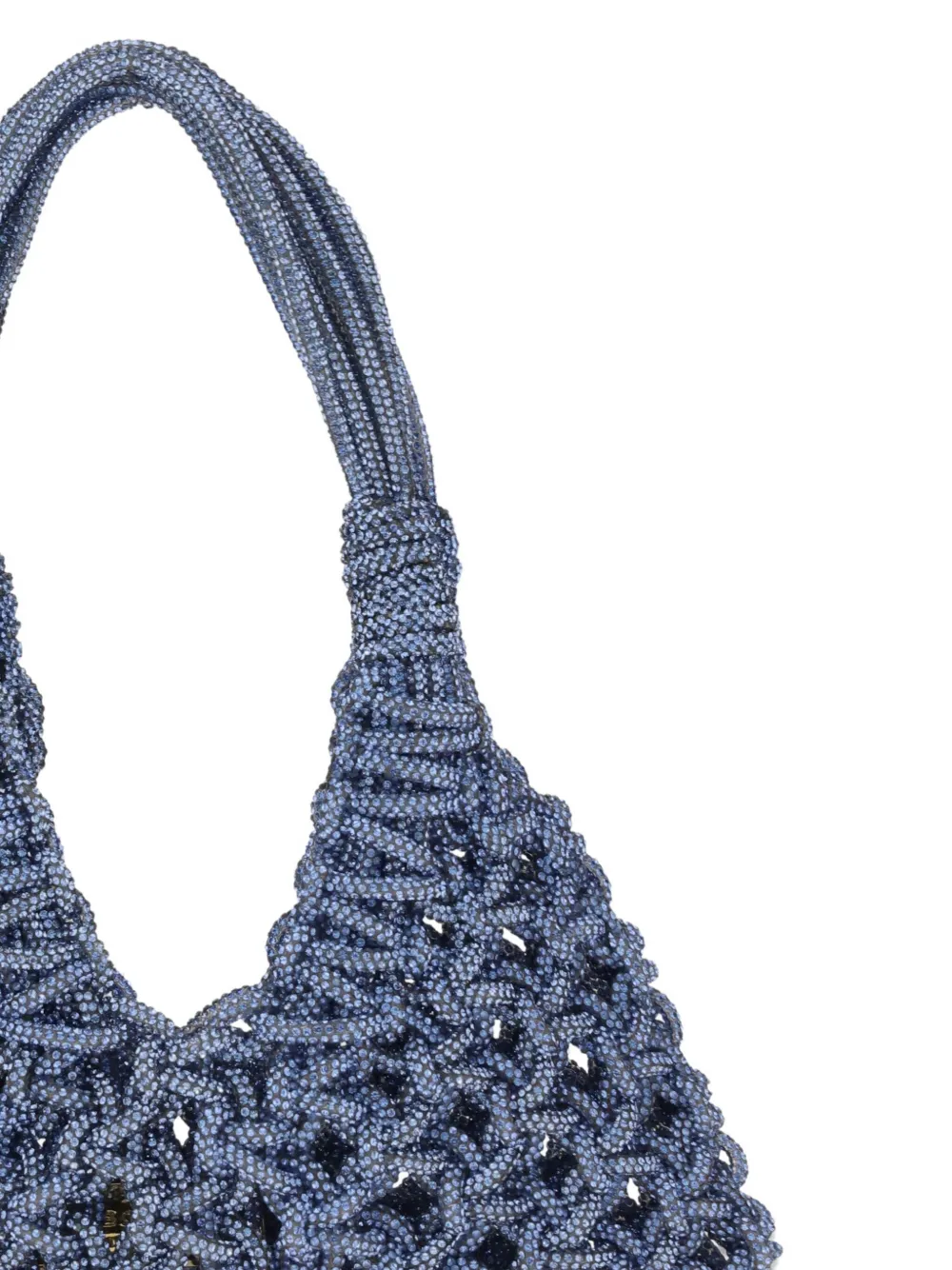 Hibourama Crystal-embellished Woven Shoulder Bag In Blue