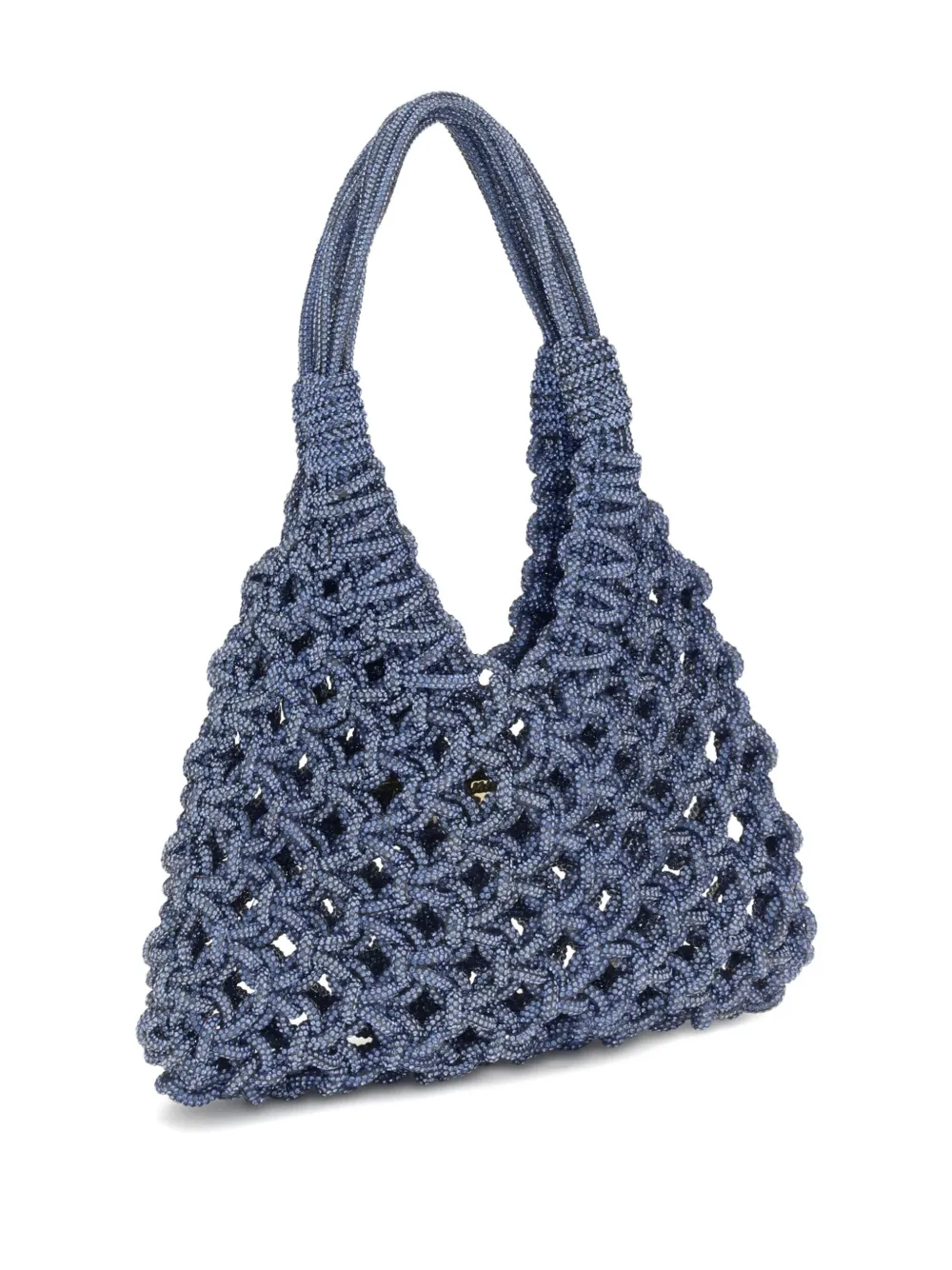 Hibourama Crystal-embellished Woven Shoulder Bag In Blue