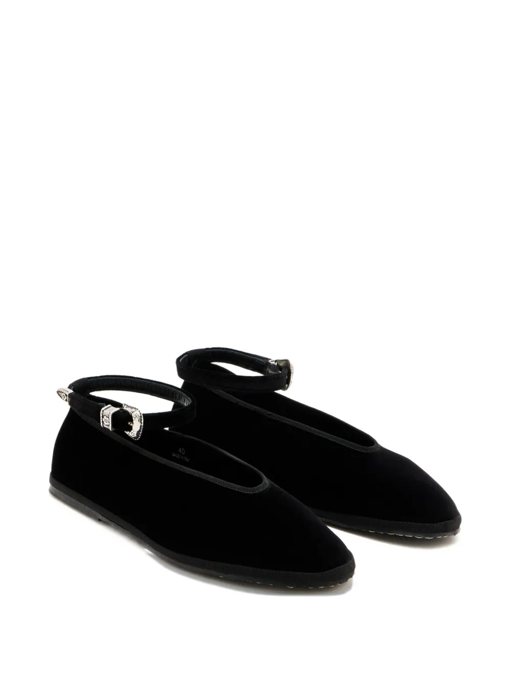 CAPULETTE buckle-embellished velvet flats - Zwart