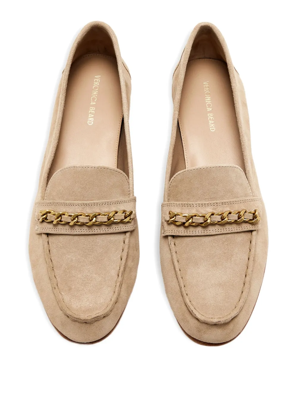 Veronica Beard chain-embellished suede loafers - Beige
