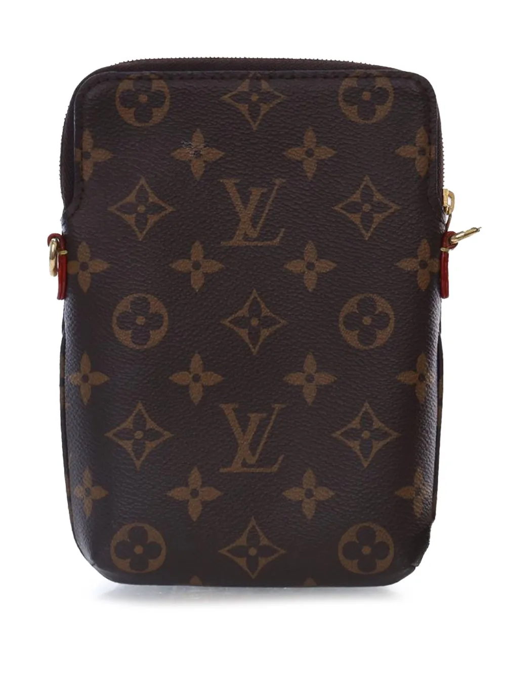 Pre-owned Louis Vuitton 2021-2025 Monogram Utility Phone Sleeve Satchel In Brown