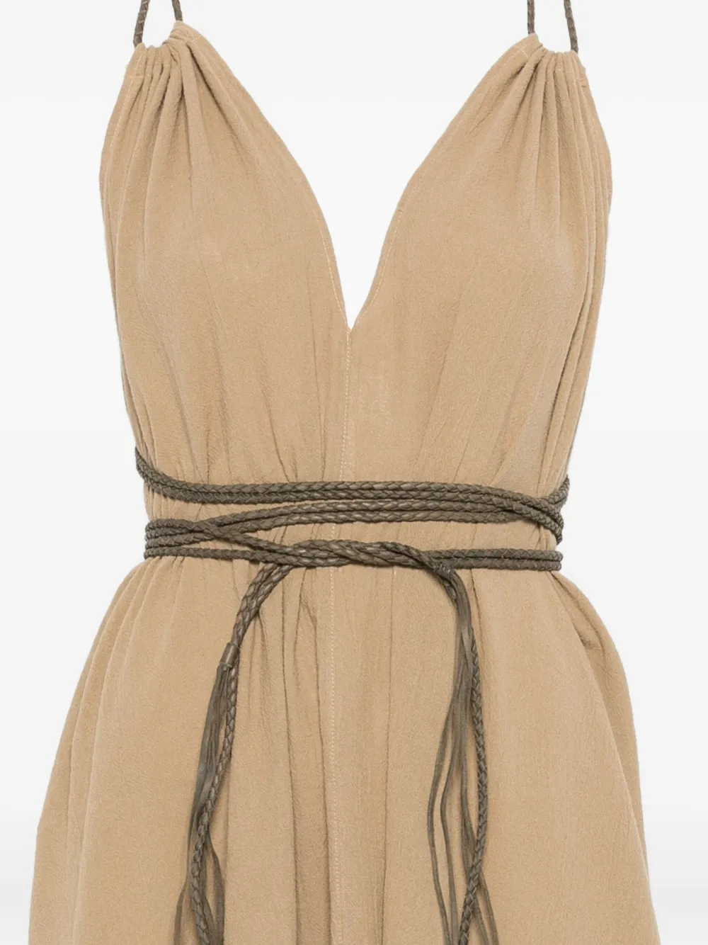 Caravana Asymmetrische jurk met gekruist detail Beige