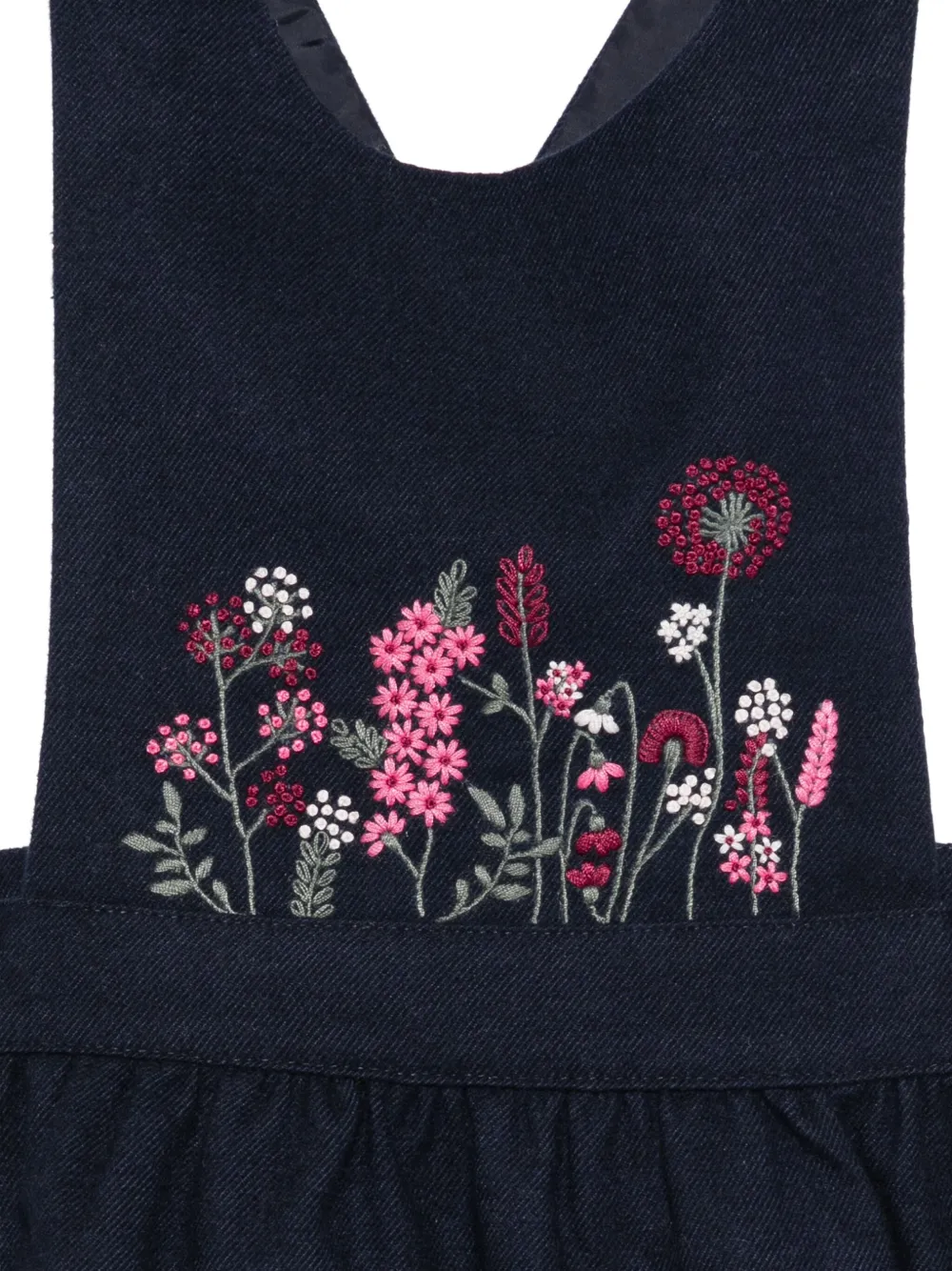 Tartine Et Chocolat Embroidered Cross-back-straps Dress In Black