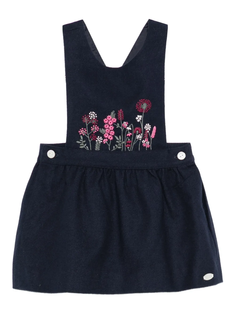 Tartine Et Chocolat Embroidered Cross-back-straps Dress In Black