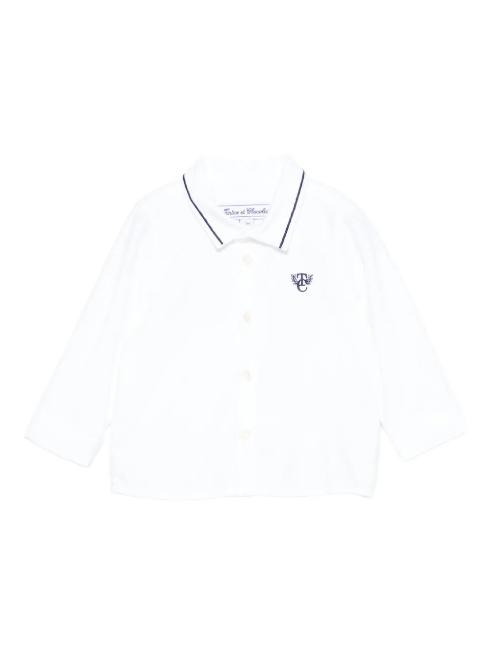 Tartine Et Chocolat logo-embroidered long-sleeve polo shirt - Bianco
