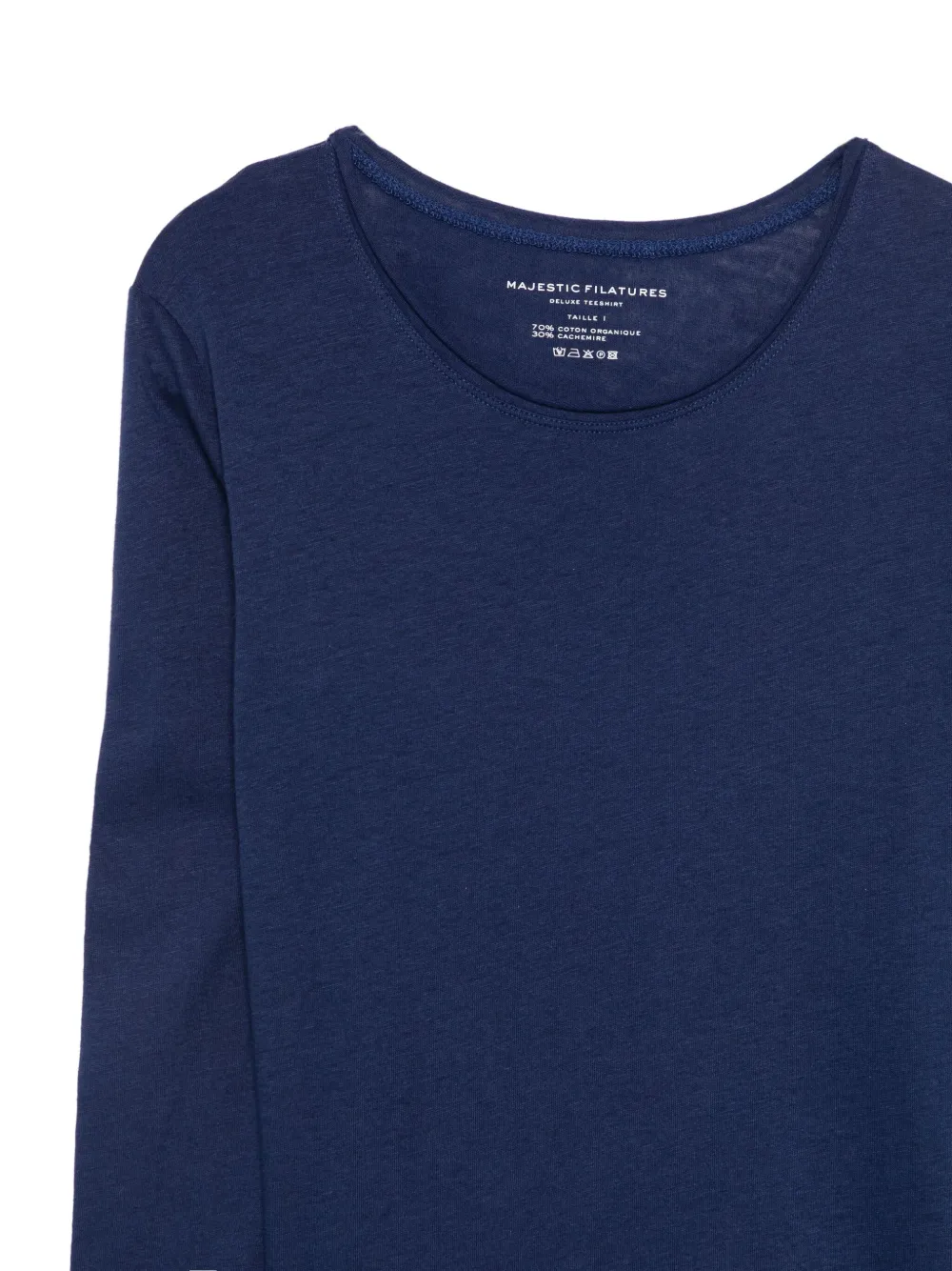 Majestic Long-sleeved Round-neck T-shirt In Blue