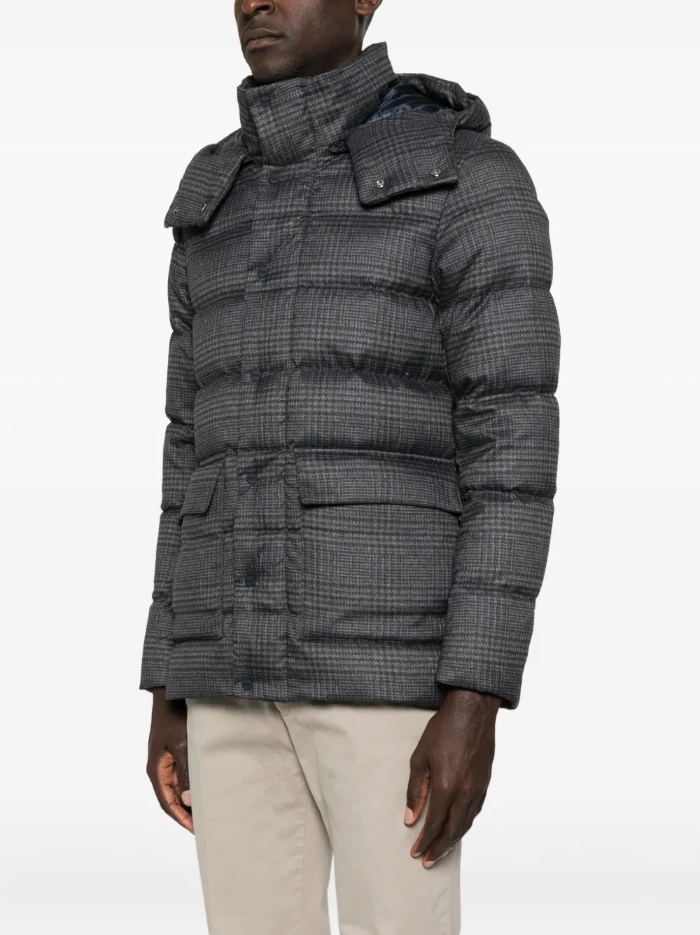 Herno Hooded Padded Coat In Gray