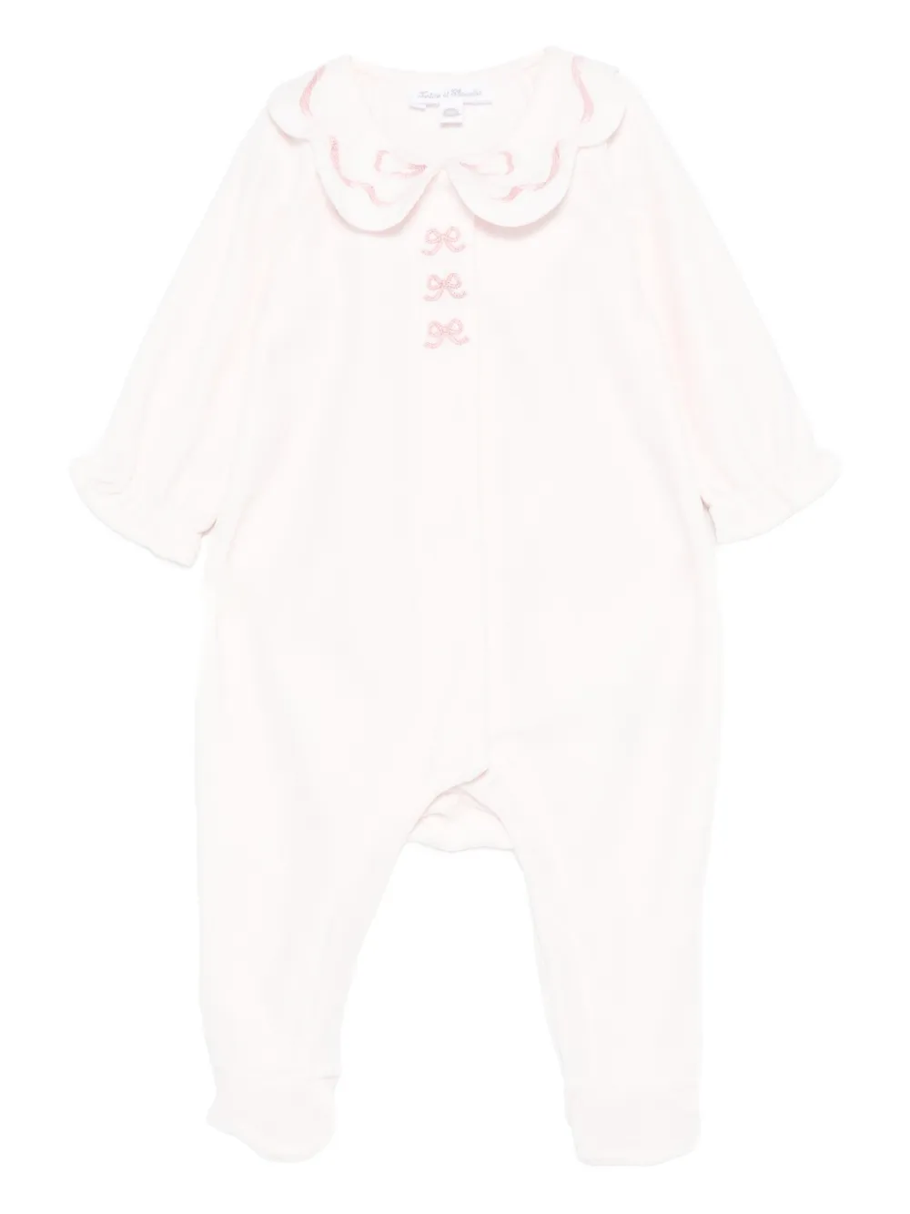 Tartine Et Chocolat Embroidered-bow Romper In Neutral