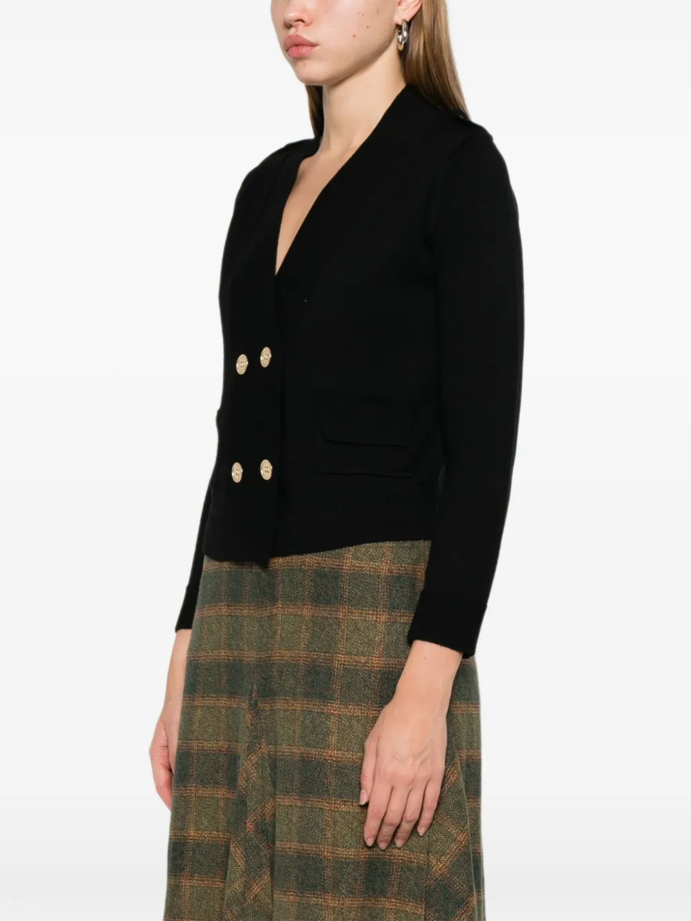  Psophia Double-breasted Cardigan - Black 
