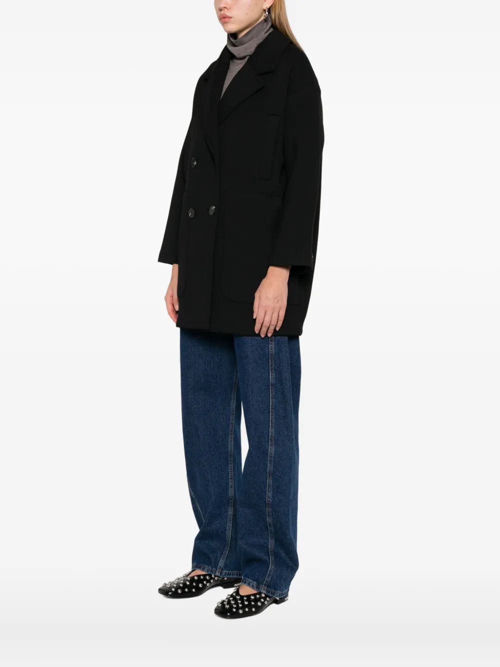 Psophia Double-breasted Jacket In Black
