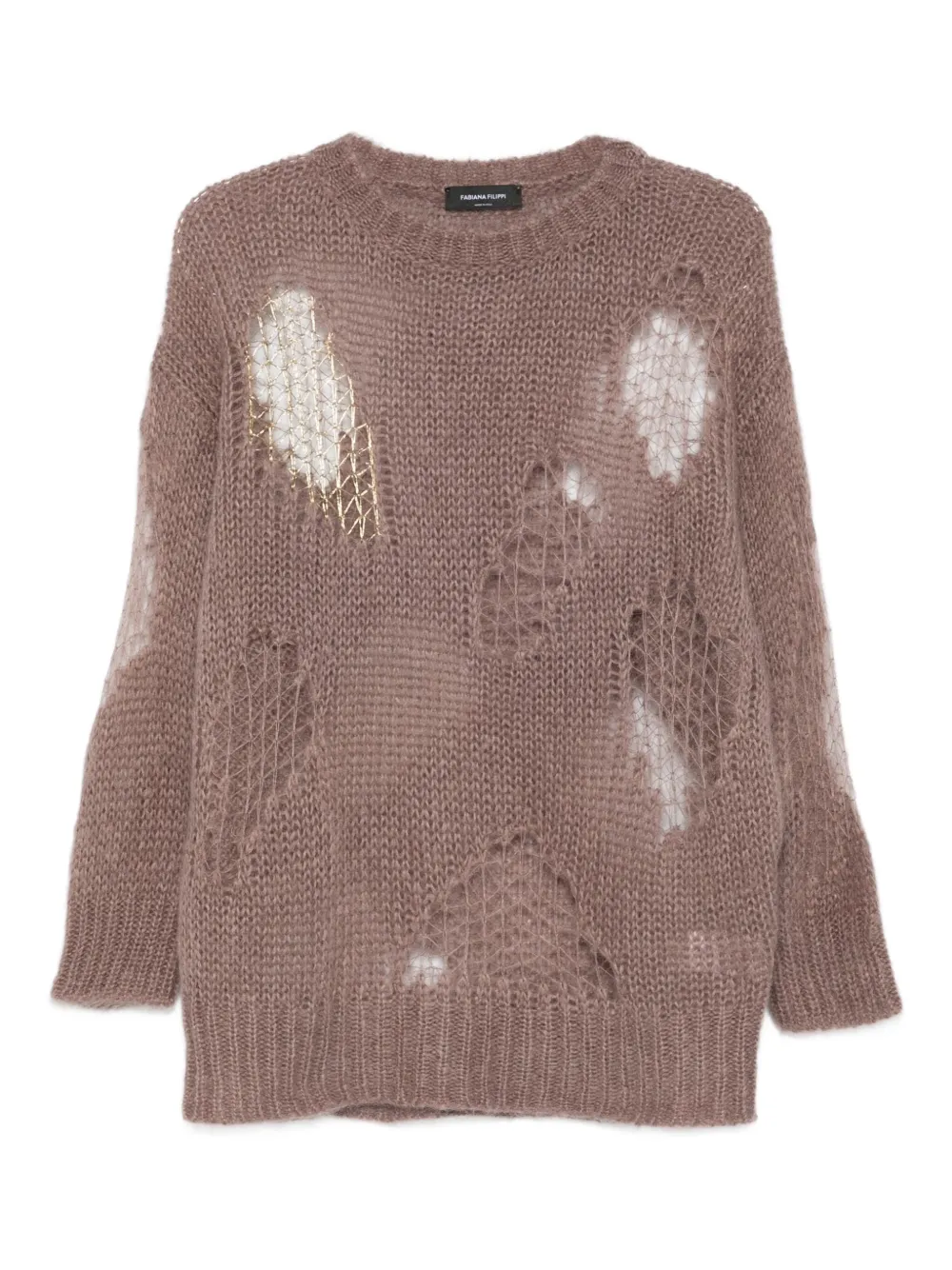 Fabiana Filippi Maglione con effetto vissuto - Marrone