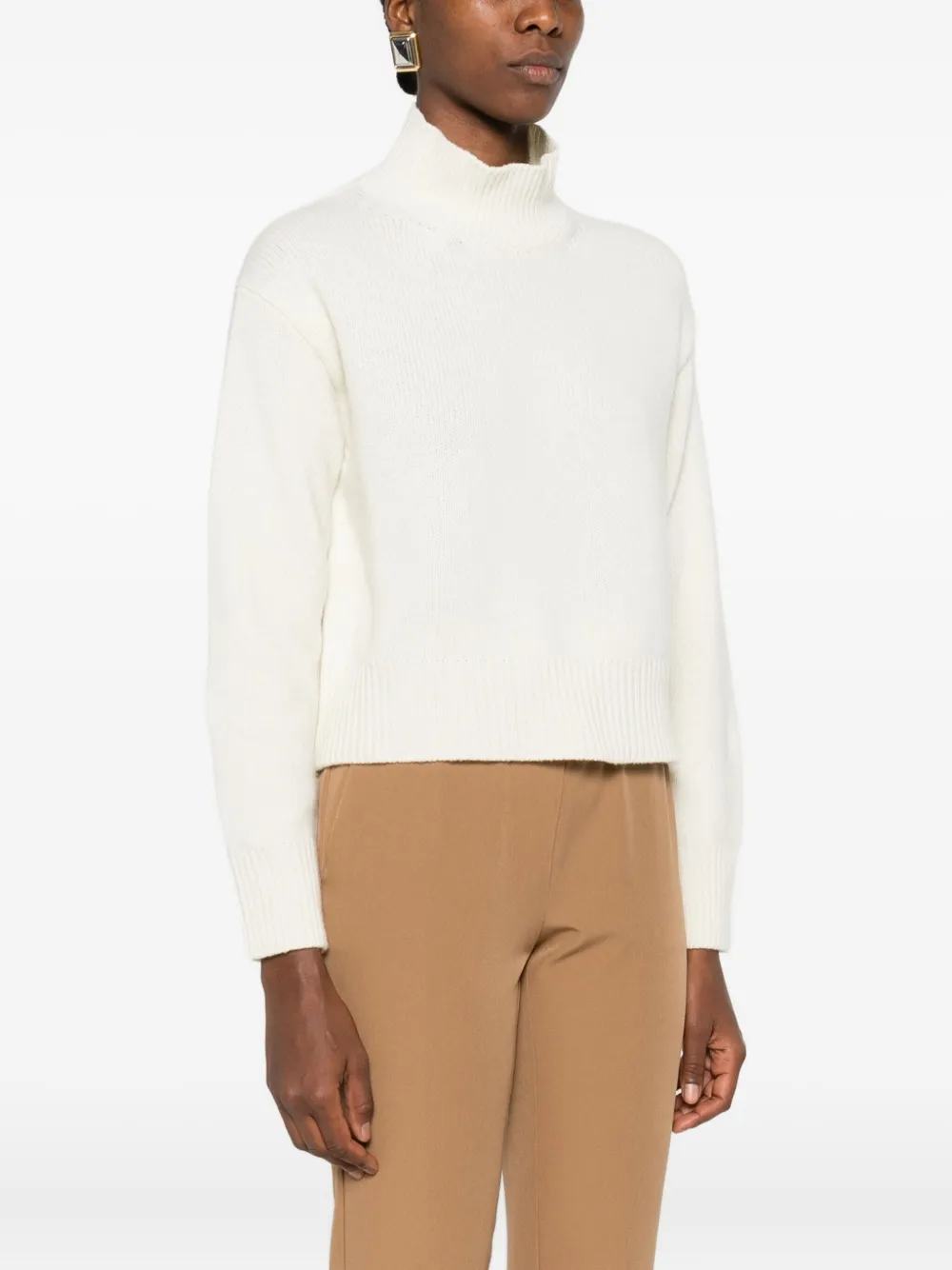 ERMANNO FIRENZE Trui met geribbelde afwerking Beige