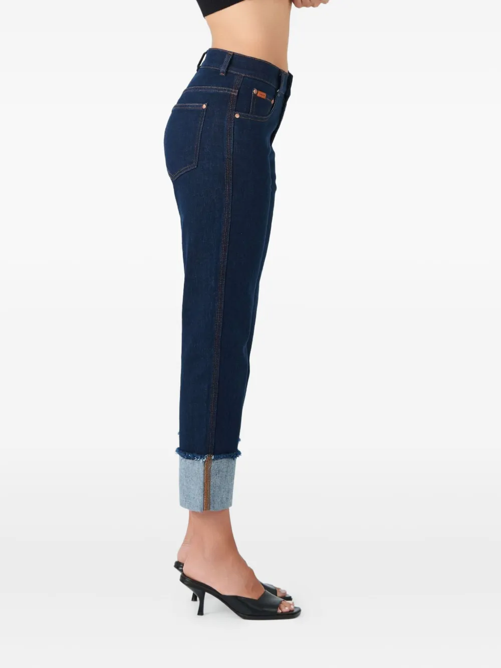 No44 Persona Cuffed-hem Jeans In Blue