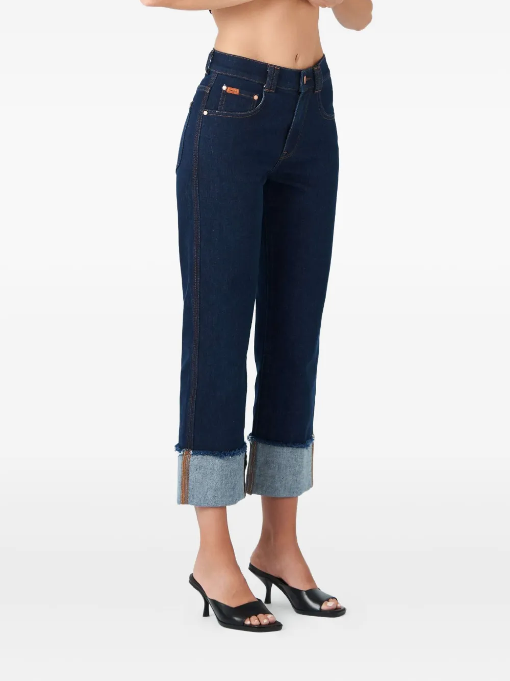 No44 Persona Cuffed-hem Jeans In Blue
