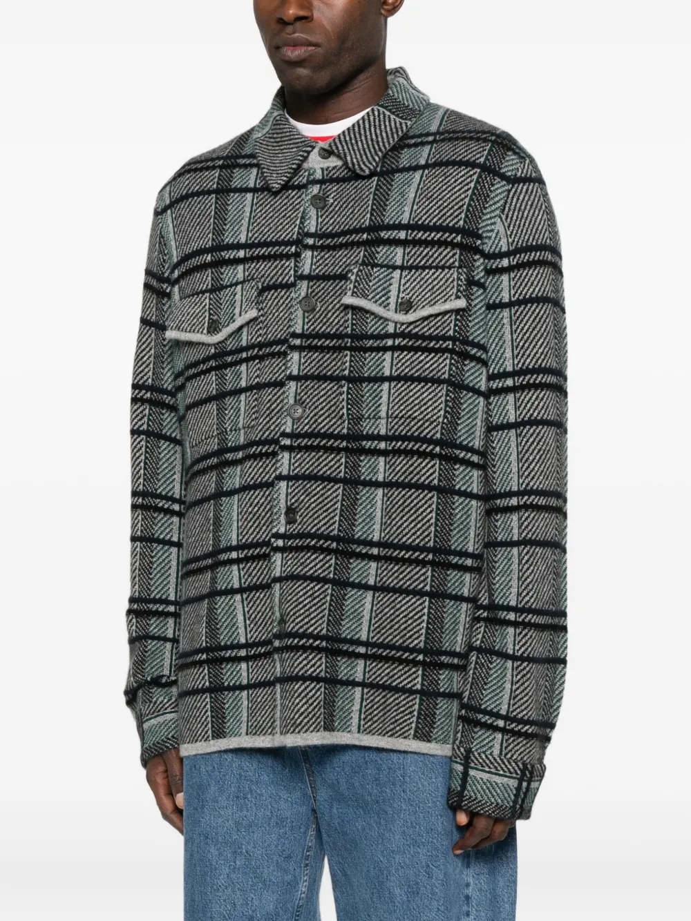 Guest In Residence Plaid Cashmere Work Shirt Black Combo In Gray