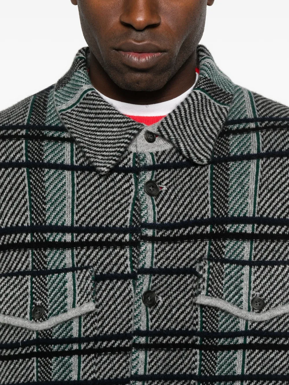 Guest In Residence Plaid Cashmere Work Shirt Black Combo In Gray