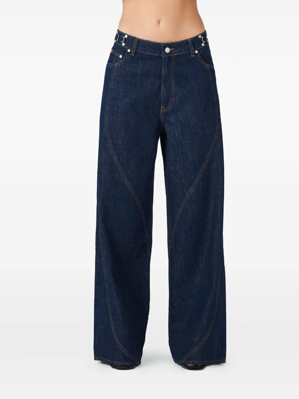 No44 Curved-seam Jeans In Blue
