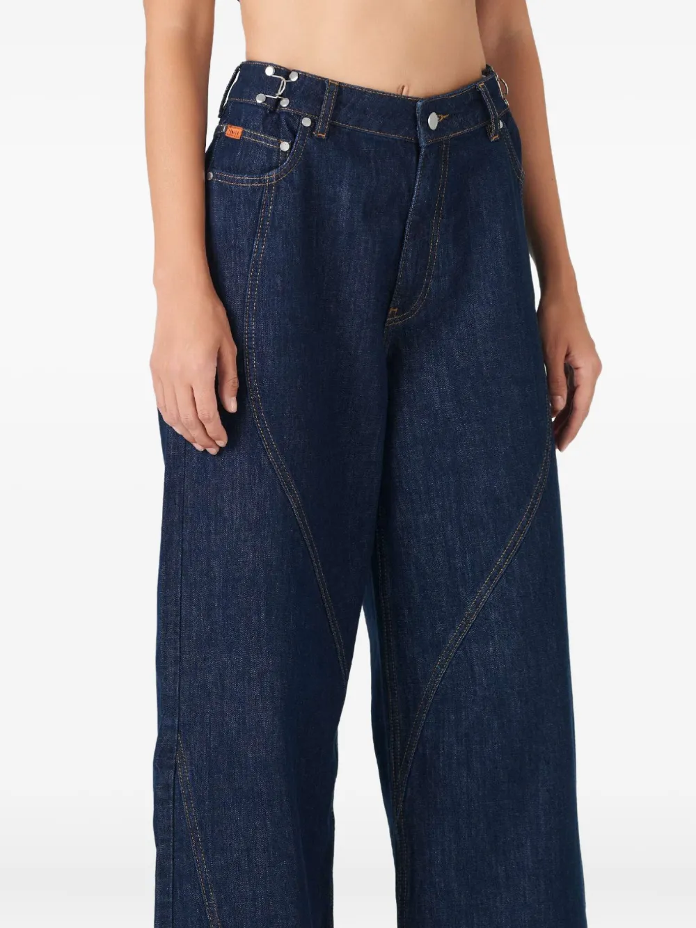 No44 Curved-seam Jeans In Blue