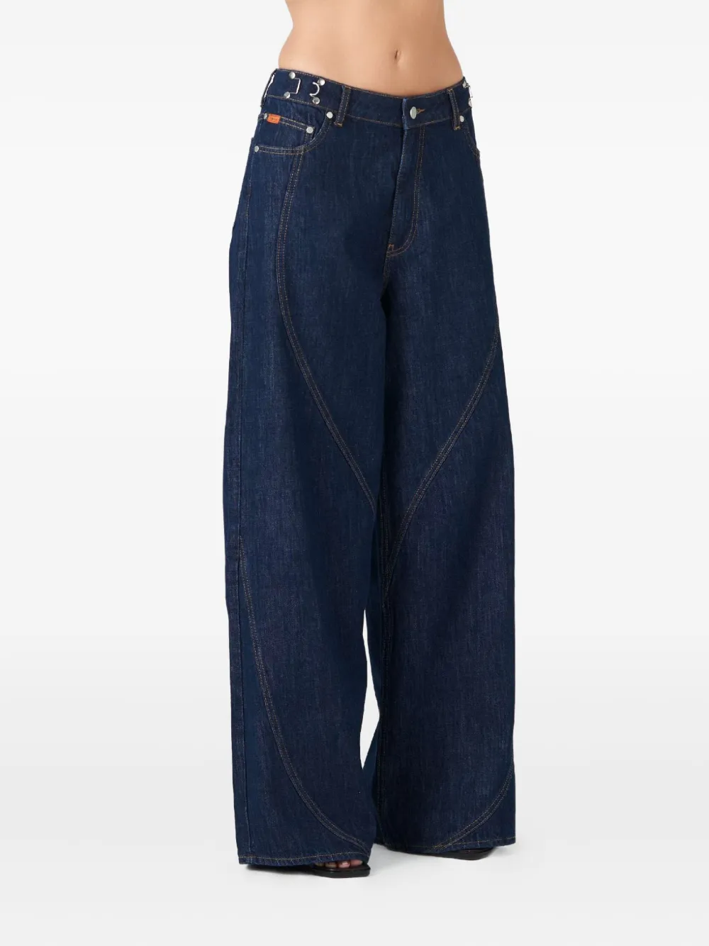 No44 Curved-seam Jeans In Blue