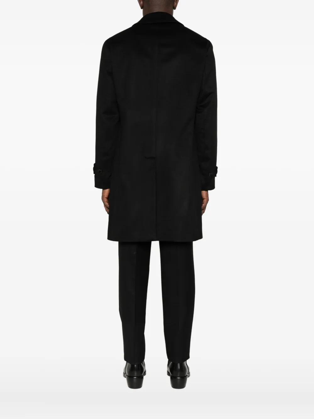 Lardini Cashmere Outerwear Coat With Classic Collar In Black