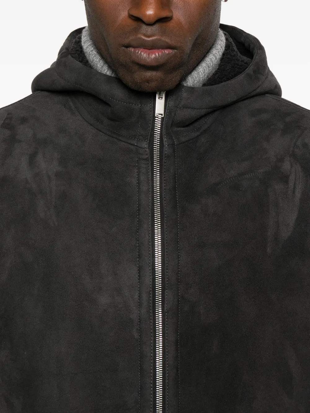 Lardini Hooded Zip-front Jacket In Gray