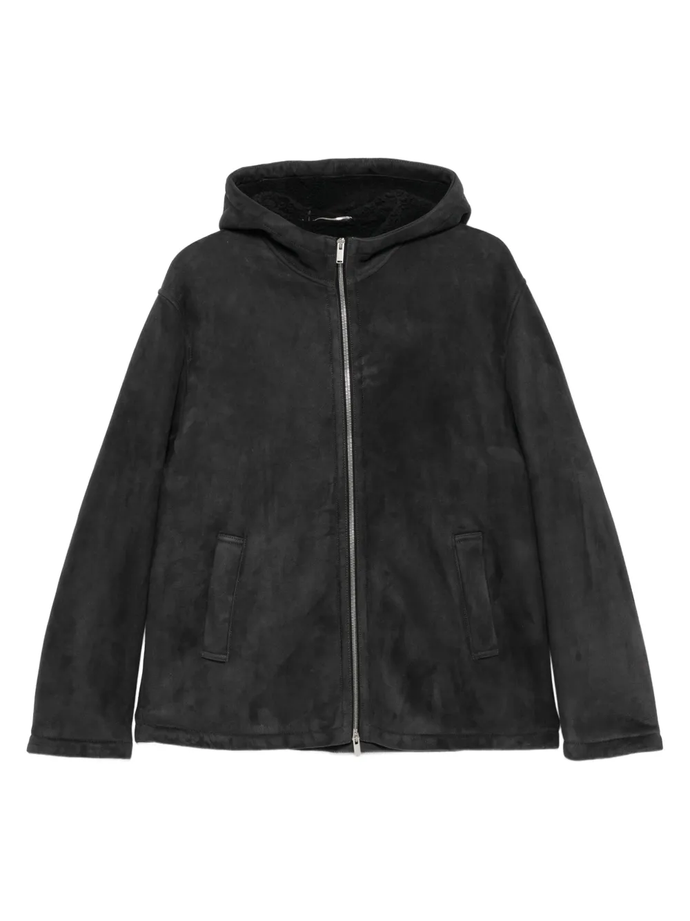 Lardini Hooded Zip-front Jacket In Gray