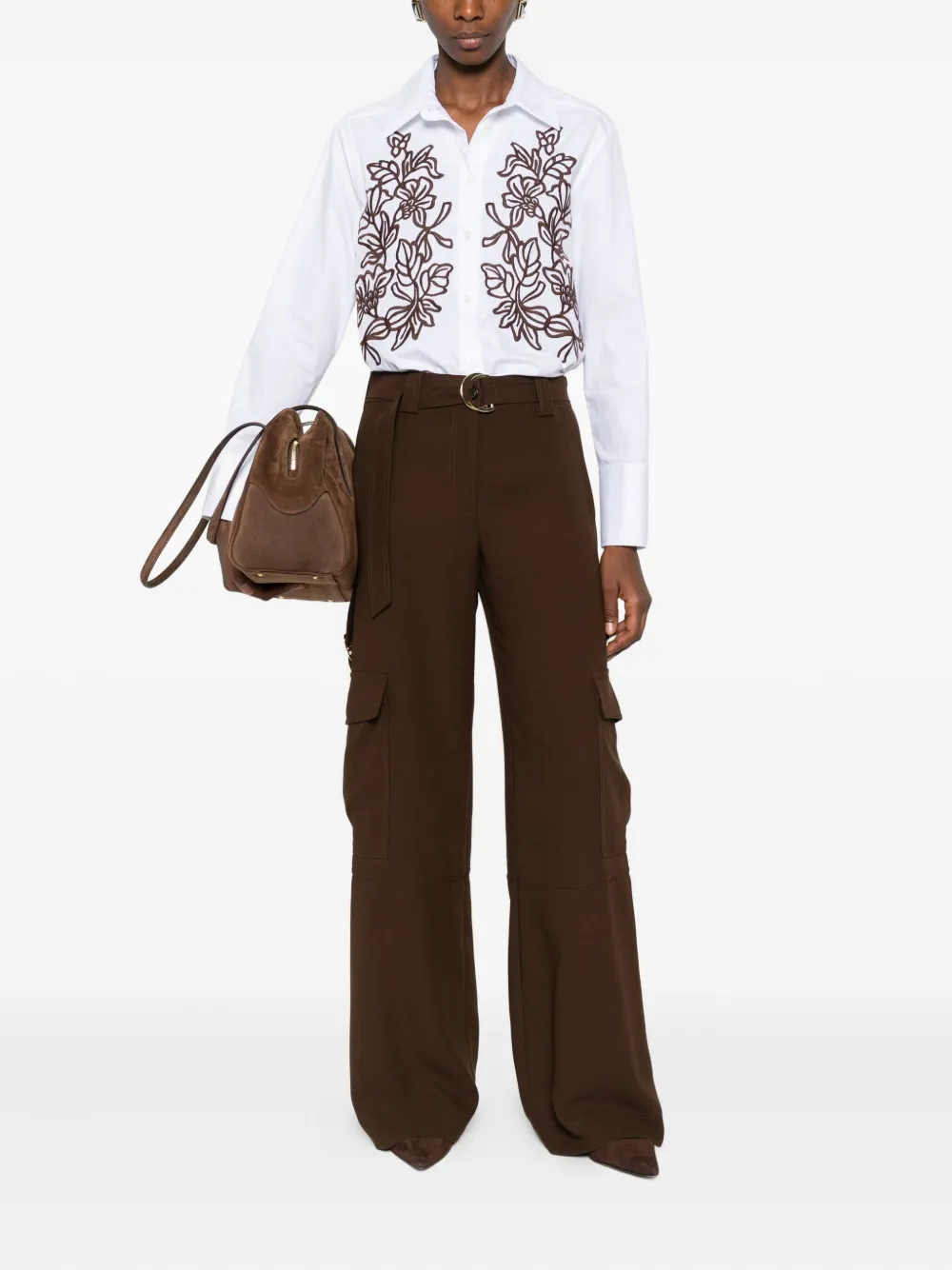 ERMANNO FIRENZE belted pocket trousers - Bruin