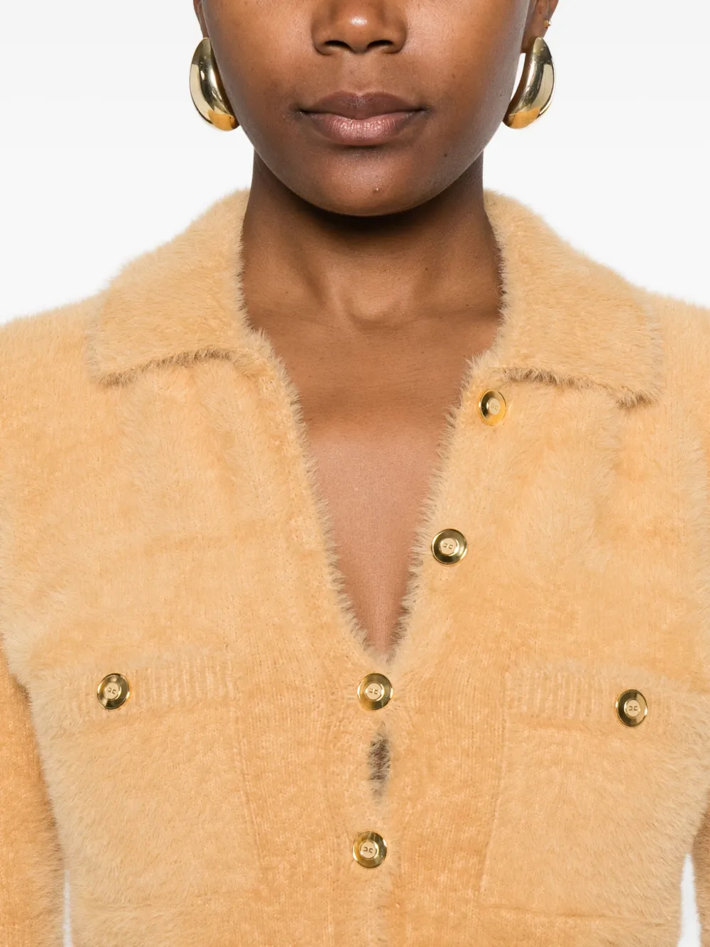 Elisabetta Franchi Cropped Cardigan In Neutral