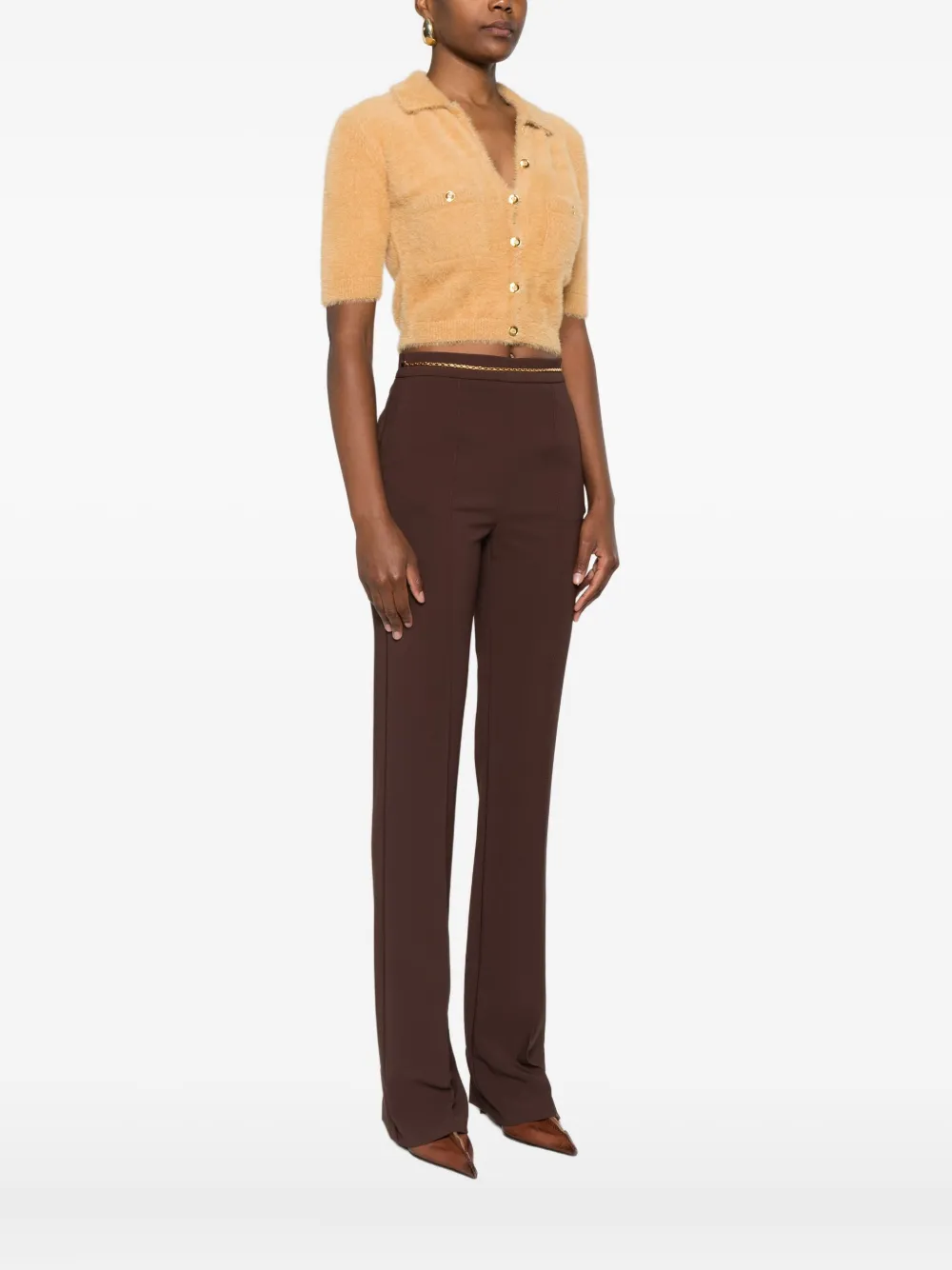 Elisabetta Franchi Cropped Cardigan In Neutral