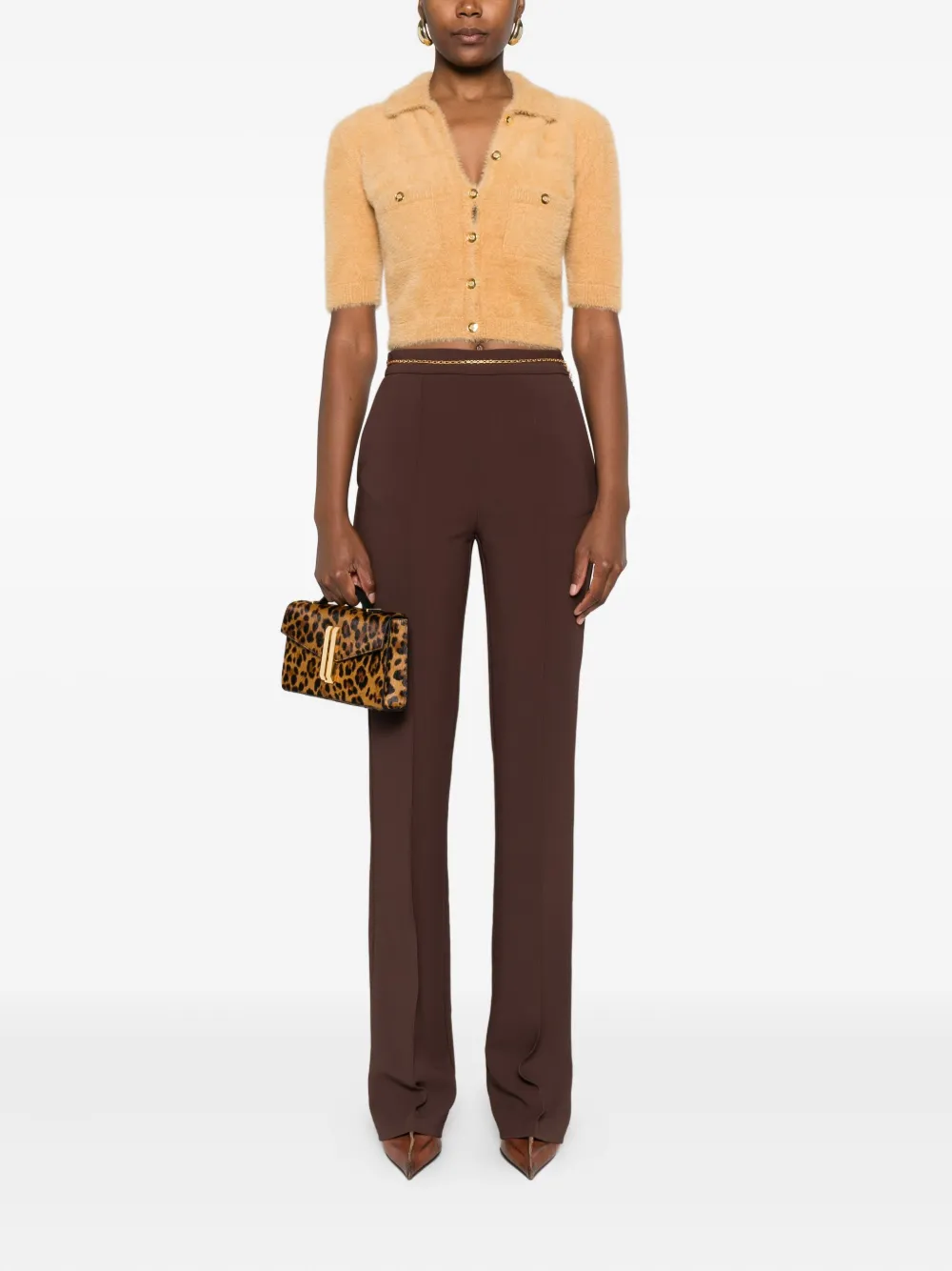 Elisabetta Franchi Cropped Cardigan In Neutral