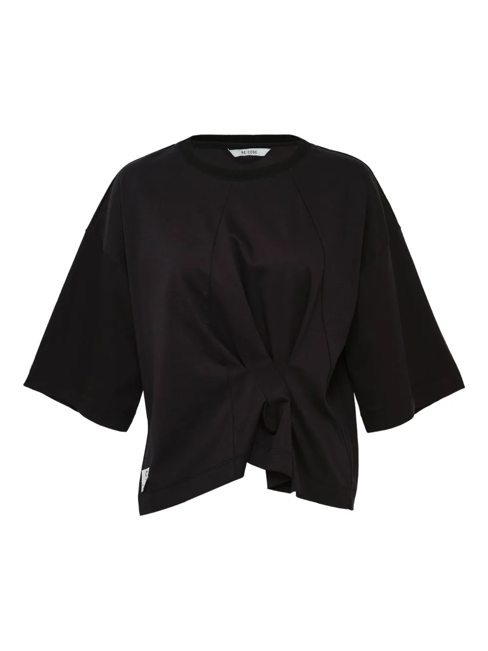 RE CODE gathered-detail T-shirt | Black | Image 1