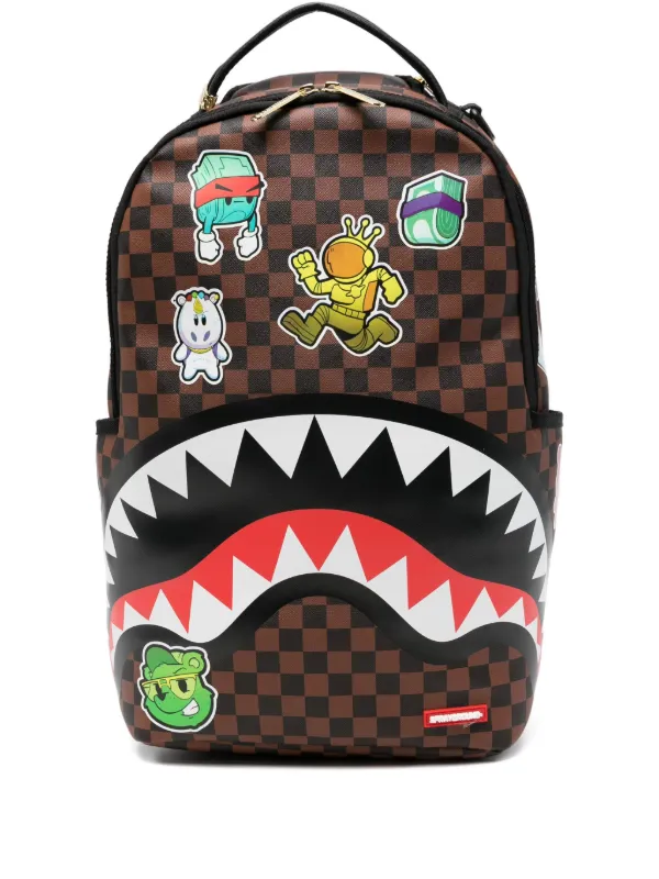 Sprayground Kid shark-mouth Checkered Backpack | Brown | FARFETCH CA