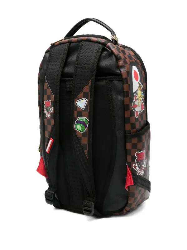 Sprayground Kid shark-mouth Checkered Backpack | Brown | FARFETCH CA