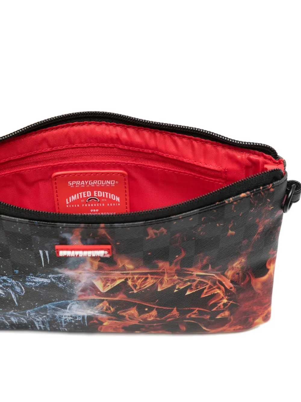 Sprayground Fire & Ice Shark Cross Body Bag In Black