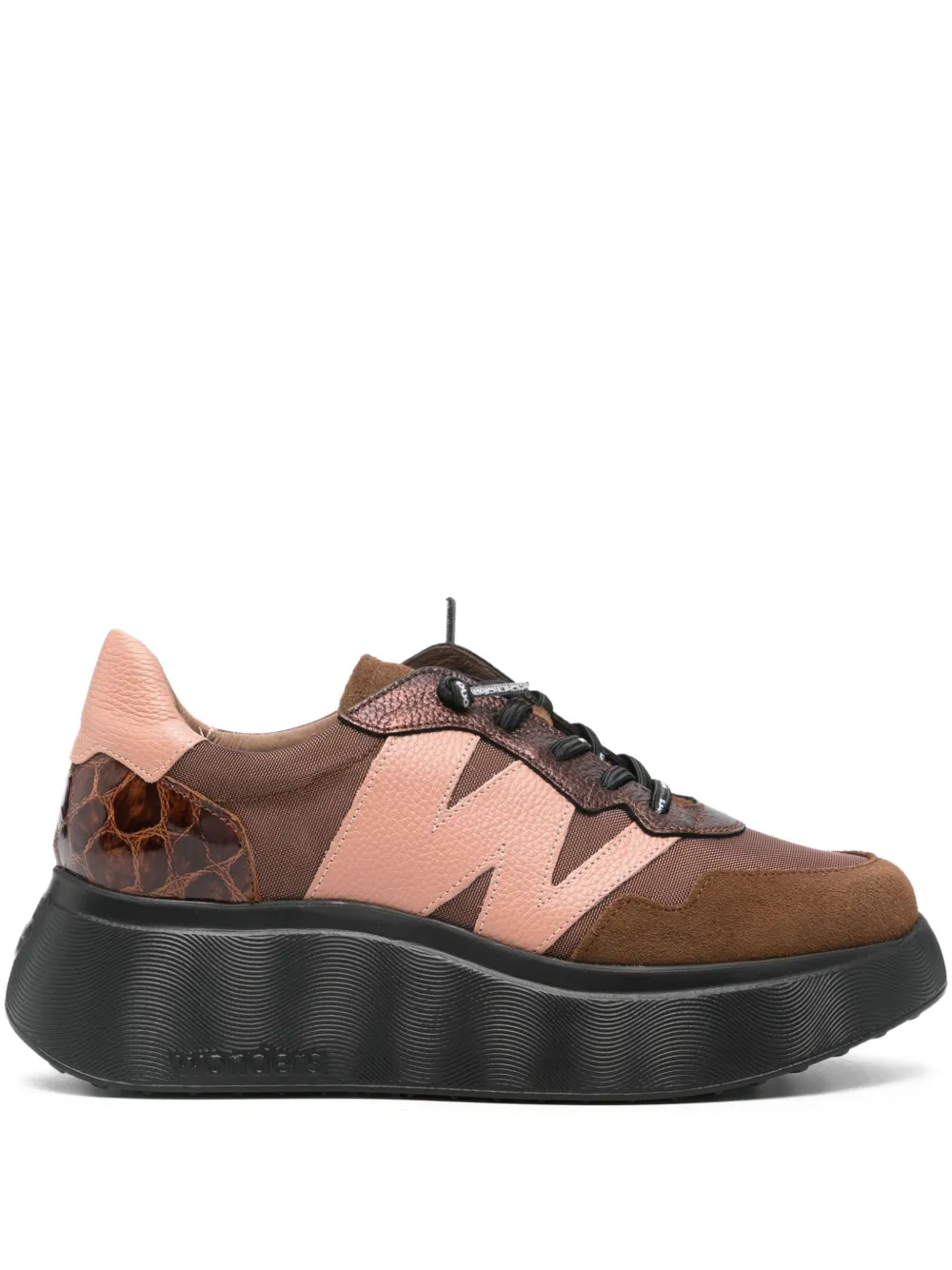 Wonders Leather Panelled Platform Sneakers In Brown