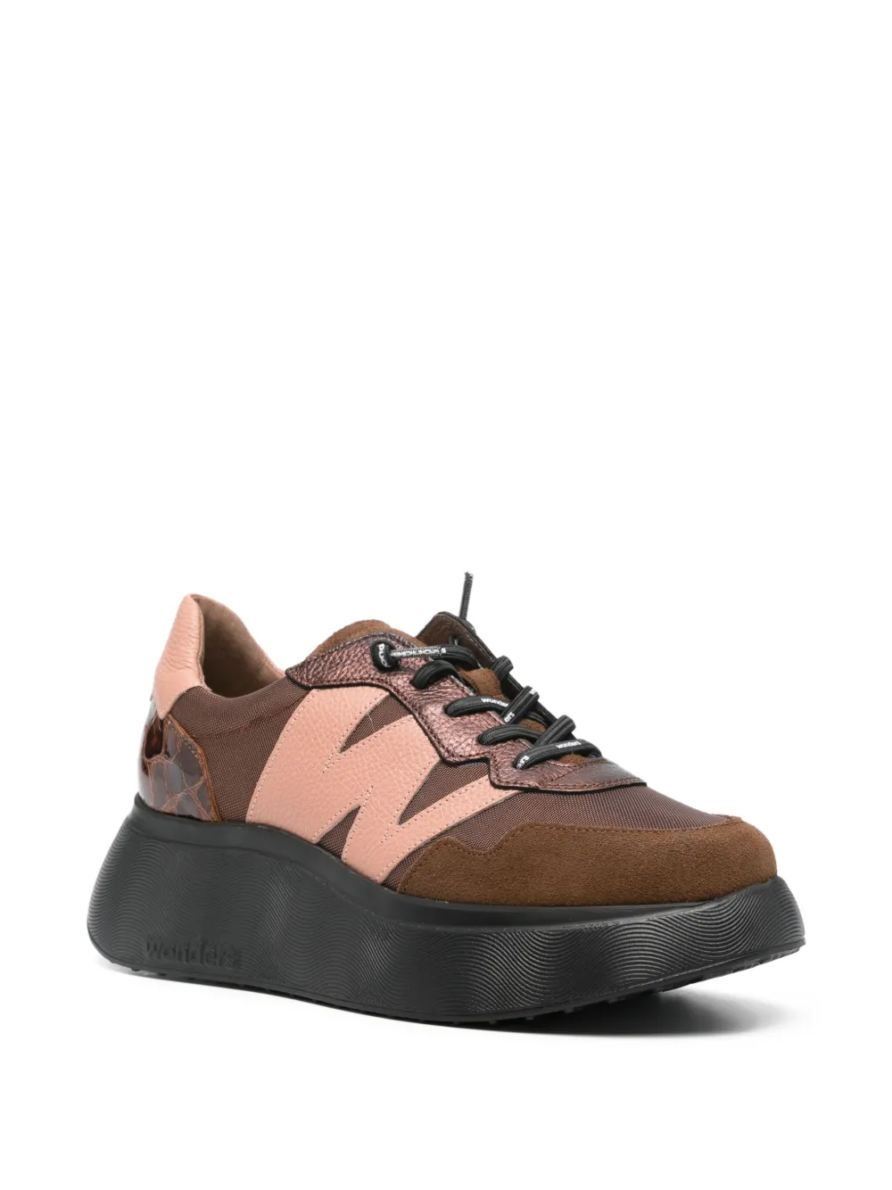 Wonders leather panelled platform sneakers - Bruin