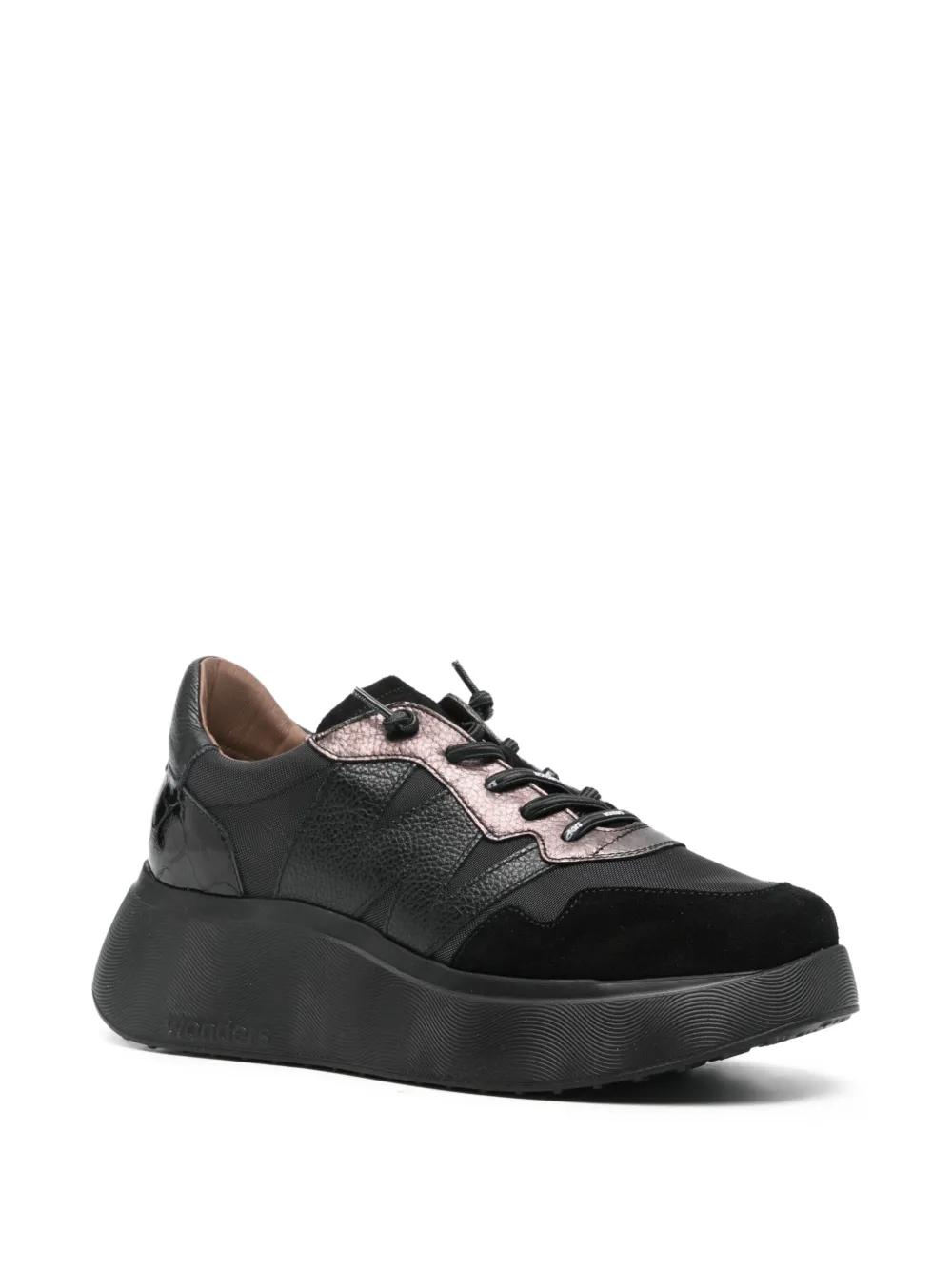 Wonders leather panelled platform sneakers - Zwart