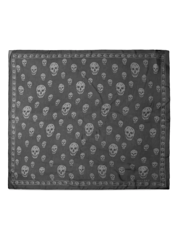 Alexander McQueen スカルプリント シルクスカーフ | ブラック