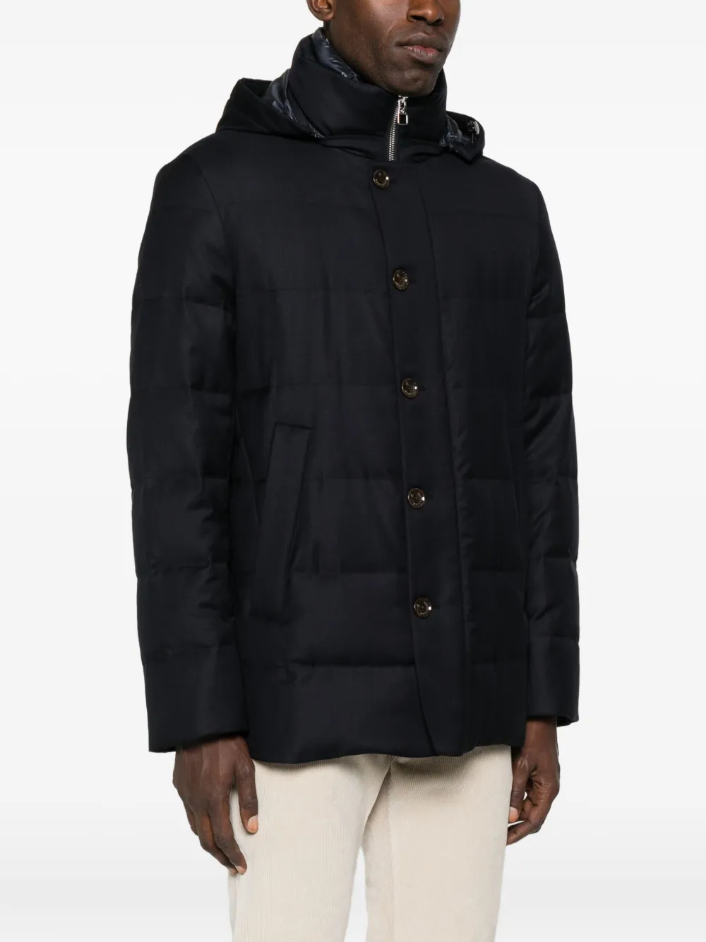 Montecore Quilted Hooded Coat In Blue