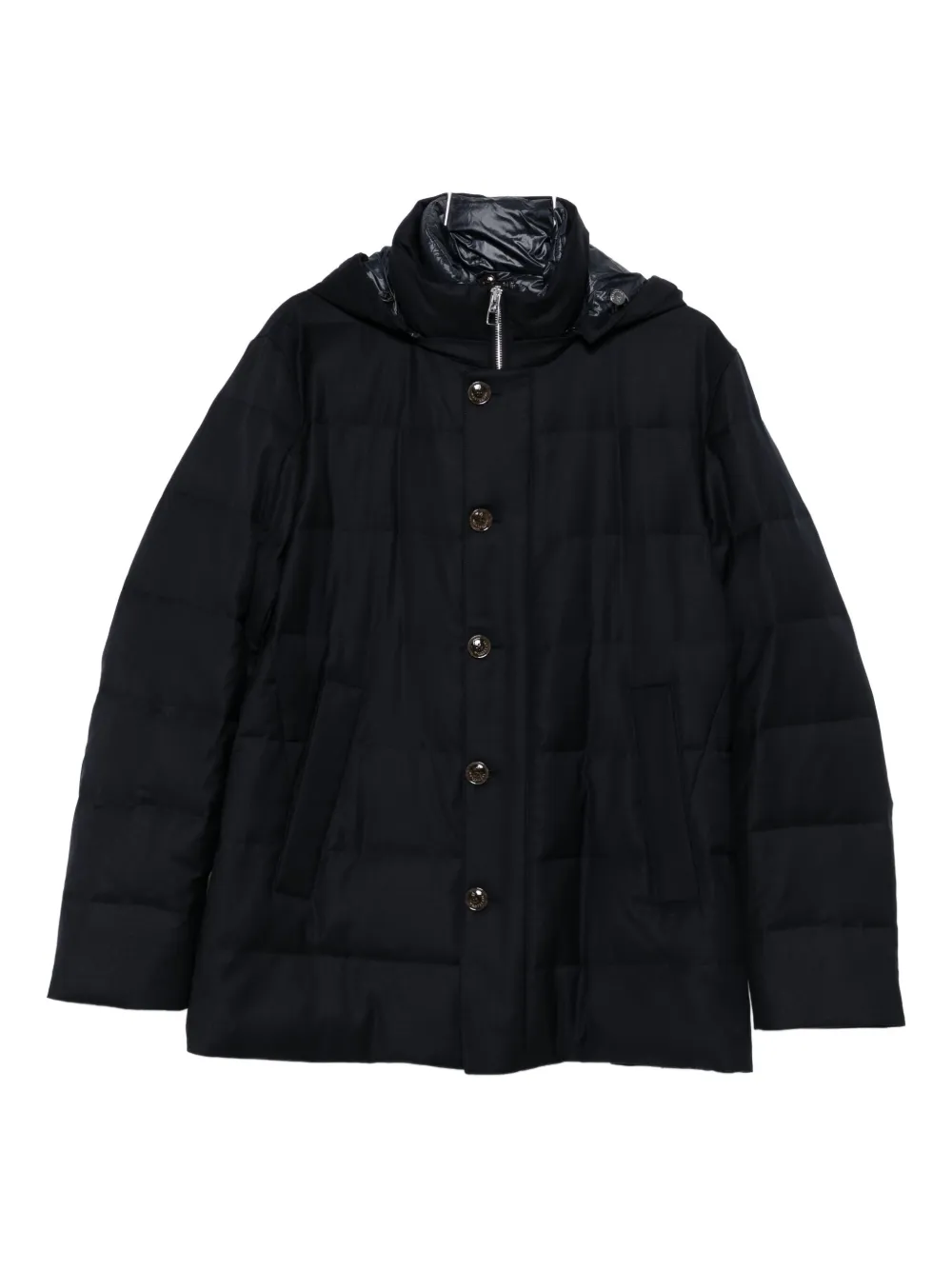 Montecore Quilted Hooded Coat In Blue