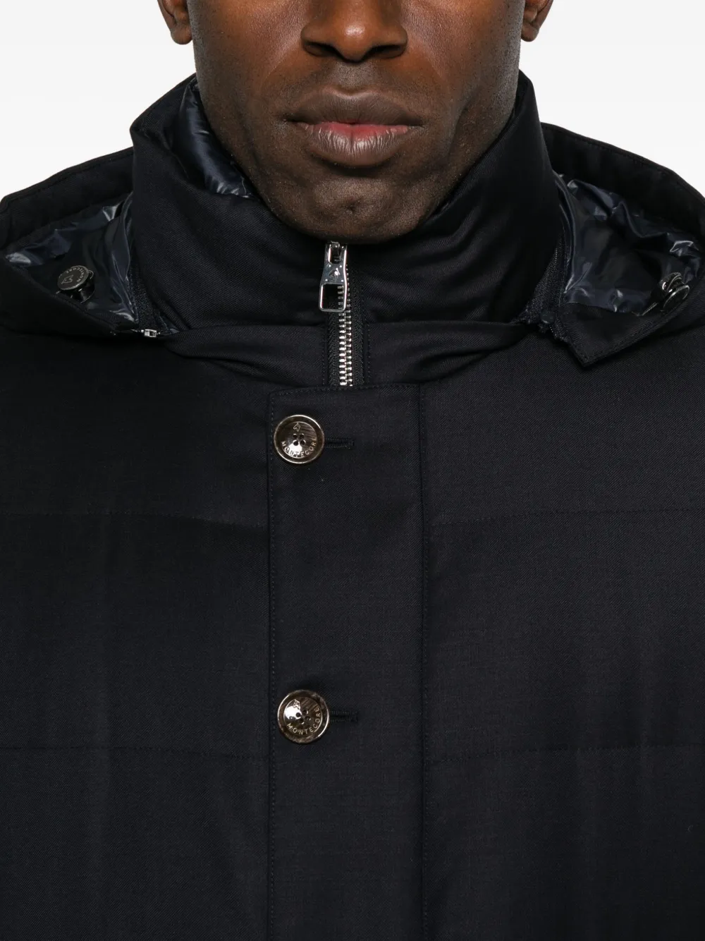 Montecore Quilted Hooded Coat In Blue