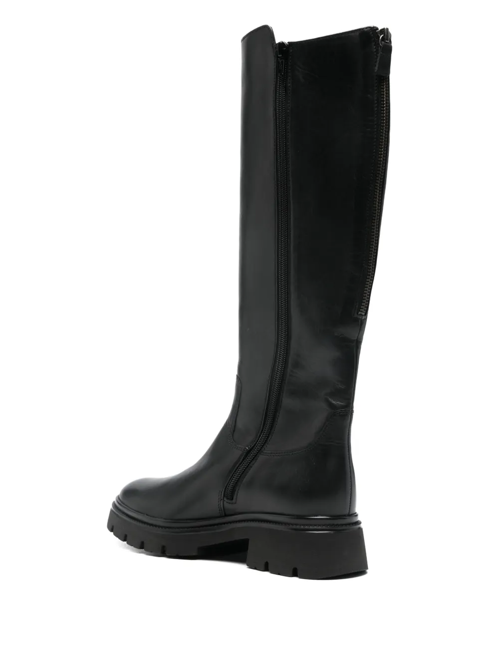  Gabor Lug-sole Zip Leather Boots - Black 