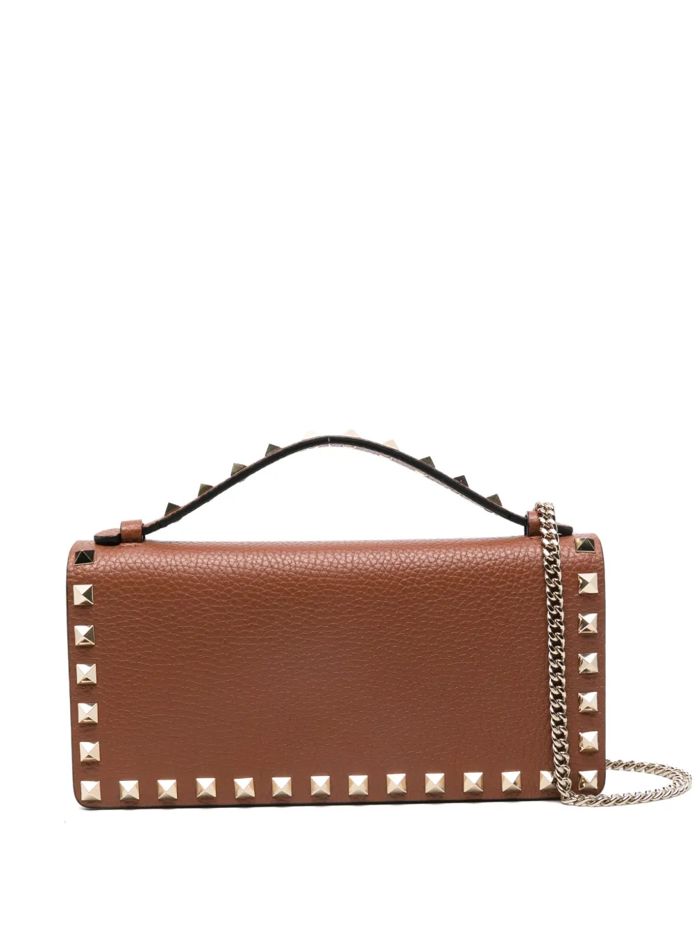 Valentino Stud-embellished Top-handle Mini Bag In Brown